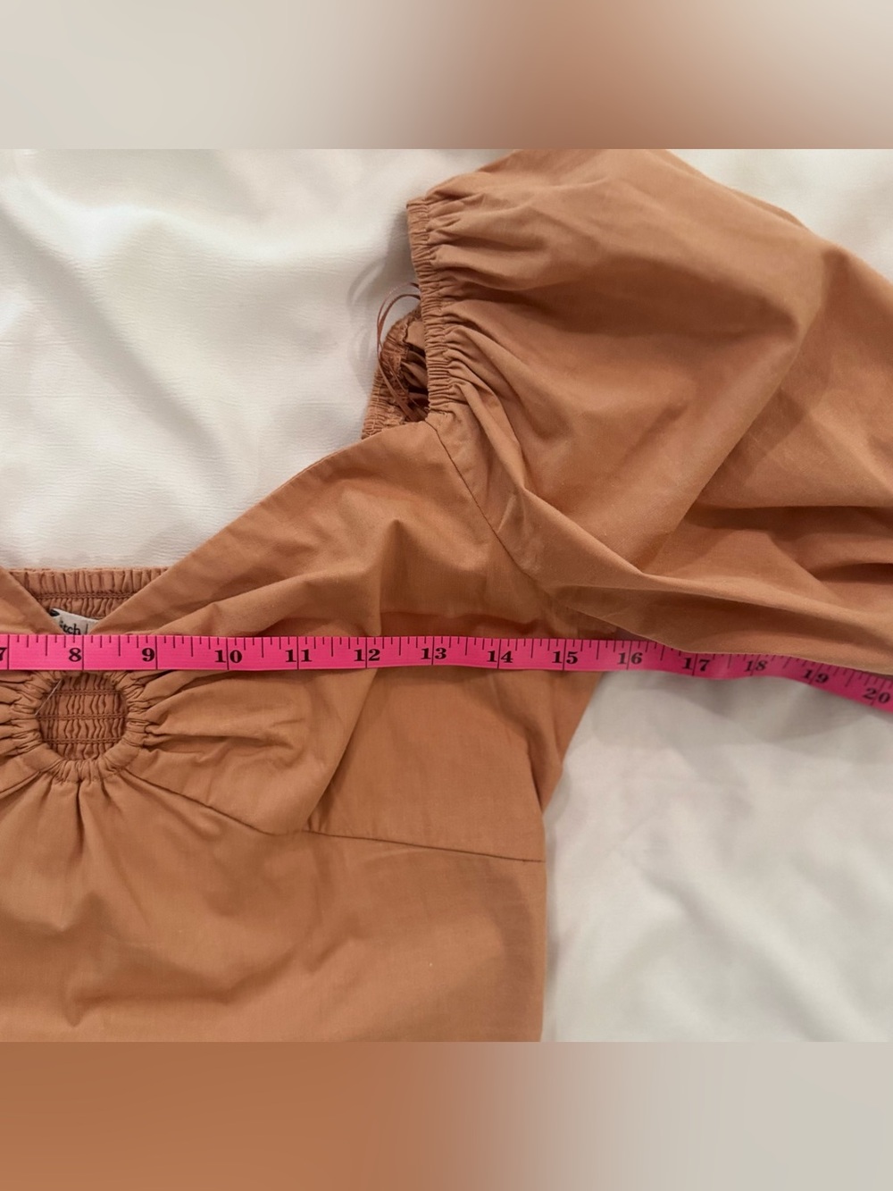 NWT Abercrombie & Fitch Puff Sleeve Poplin O’Ring Crop Top, orange, Size Small - Picture 7 of 12